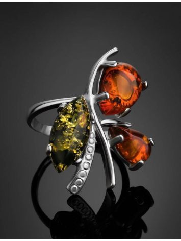 Multicolor Amber Ring In Sterling Silver The Verbena, Ring Size: 11 / 20.5, image , picture 2