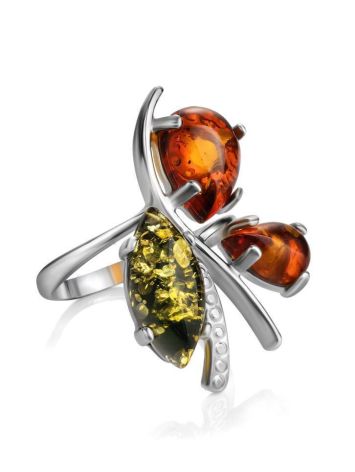 Multicolor Amber Ring In Sterling Silver The Verbena, Ring Size: 11 / 20.5, image , picture 3