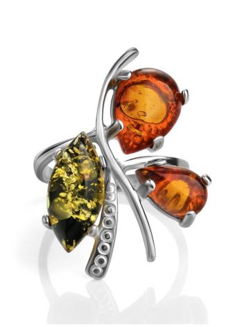 Multicolor Amber Ring In Sterling Silver The Verbena, Ring Size: 11 / 20.5, image , picture 4