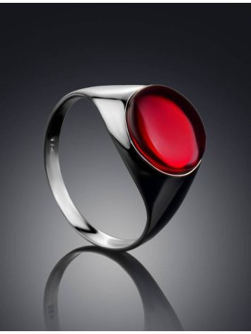 Stylish Silver Ring With Red Amber The Sangria, Ring Size: 6.5 / 17, image , picture 2