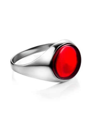 Stylish Silver Ring With Red Amber The Sangria, Ring Size: 6.5 / 17, image , picture 3