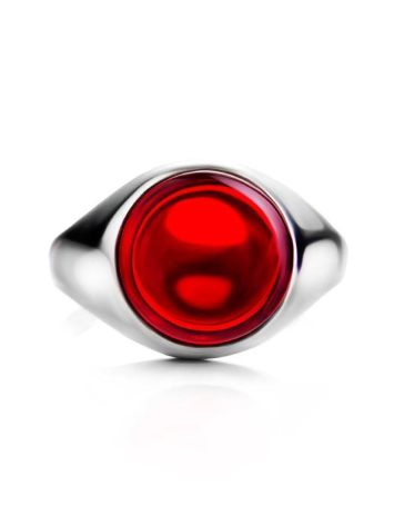 Stylish Silver Ring With Red Amber The Sangria, Ring Size: 6.5 / 17, image , picture 5