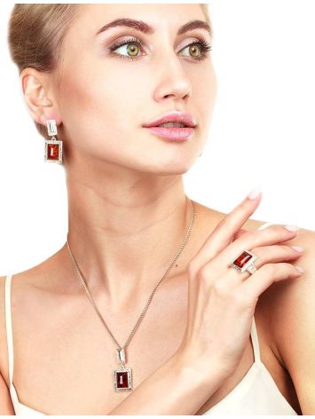 Bold Geometric Amber Ring In Sterling Silver The Hermitage, Ring Size: 11 / 20.5, image , picture 2