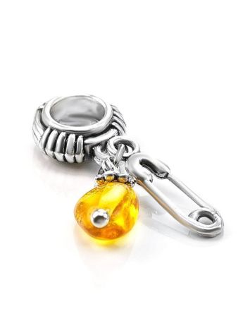 Sterling Silver Charm With Lemon Amber The Pin, image , picture 2