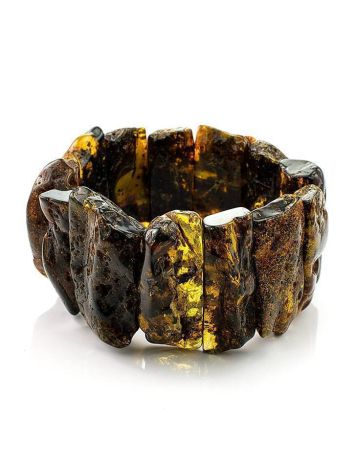 Bold Cognac Amber Beaded Bracelet The Volcano, image , picture 3