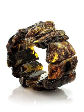 Bold Cognac Amber Beaded Bracelet The Volcano, image , picture 2