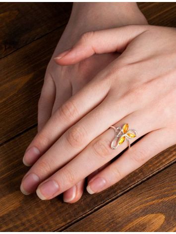 Floral Amber Ring In Sterling Silver The Verbena, Ring Size: 6 / 16.5, image , picture 2