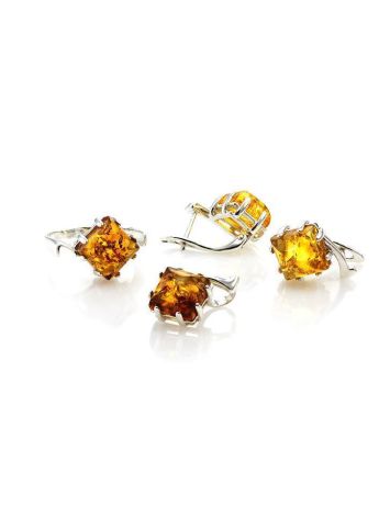 Bright Silver Ring With Cognac Amber The Astoria, Ring Size: 5.5 / 16, image , picture 5