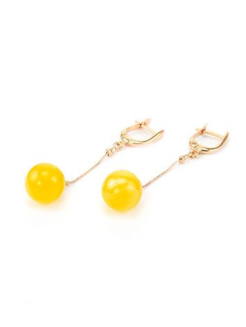 Golden Dangle Earrings With Honey Amber, image , picture 4