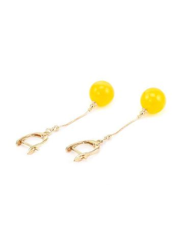 Golden Dangle Earrings With Honey Amber, image , picture 5