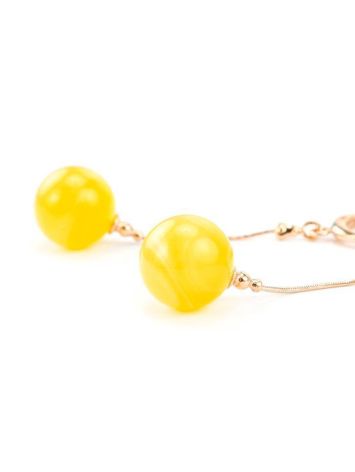Golden Dangle Earrings With Honey Amber, image , picture 2
