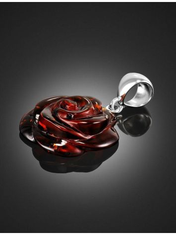 Handcrafted Amber Flower Pendant in Sterling Silver The Rose, image , picture 2