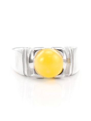 Bold Honey Amber Ring In Sterling Silver The Rondo, Ring Size: 12 / 21.5, image , picture 2