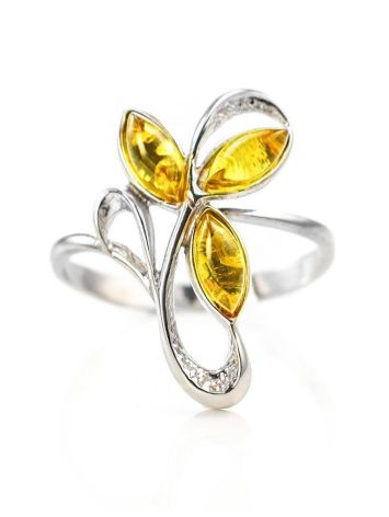 Floral Amber Ring In Sterling Silver The Verbena, Ring Size: 6 / 16.5, image , picture 3