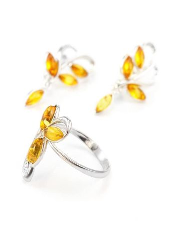 Floral Amber Ring In Sterling Silver The Verbena, Ring Size: 6 / 16.5, image , picture 5