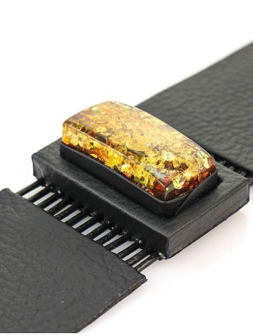 Dark Leather Bracelet With Green Amber The Amazon, image , picture 2