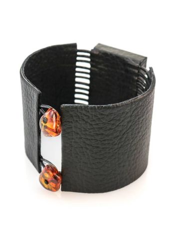 Dark Leather Bracelet With Green Amber The Amazon, image , picture 4