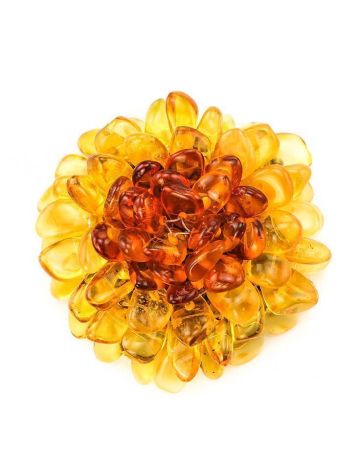 Multicolor Amber Brooch The Chrysanthemum, image , picture 3