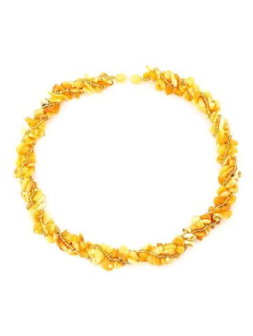 Honey Amber Necklace With Glass Beads The Fable, image , picture 4