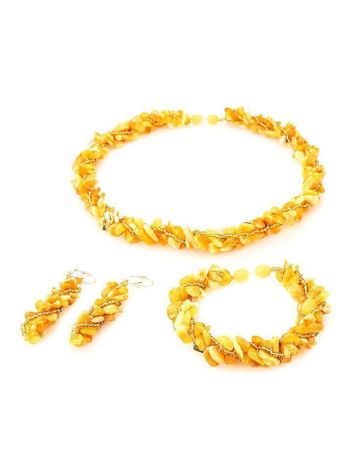 Honey Amber Necklace With Glass Beads The Fable, image , picture 6