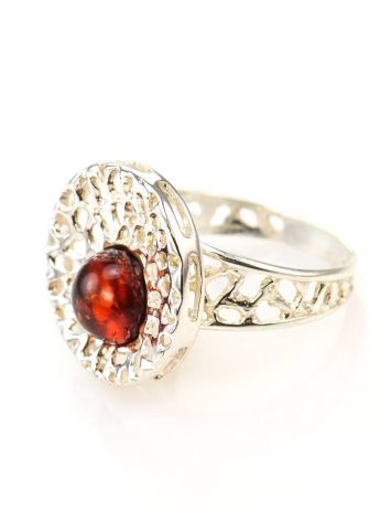 Round Amber Ring In Sterling Silver The Venus, Ring Size: 7 / 17.5, image , picture 3