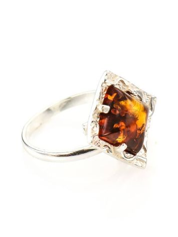 Geometric Amber Ring In Sterling Silver The Hermitage, Ring Size: Adjustable, image , picture 4