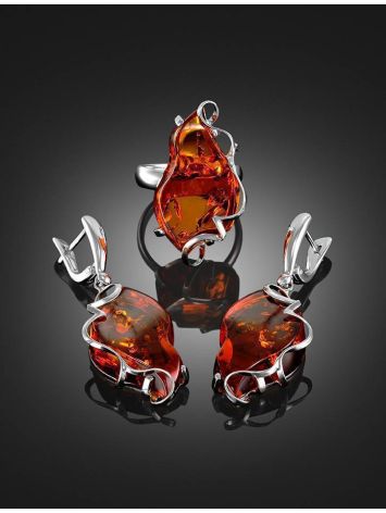 Adjustable Amber Ring In Sterling Silver The Rialto, Ring Size: Adjustable, image , picture 4