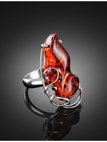 One Size Amber Ring In Sterling Silver The Rialto, Ring Size: Adjustable, image , picture 2