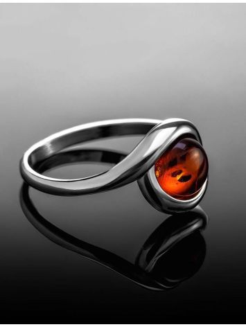 Delicate Cognac Amber Ring In Sterling Silver The Berry, Ring Size: 11.5 / 21, image , picture 2