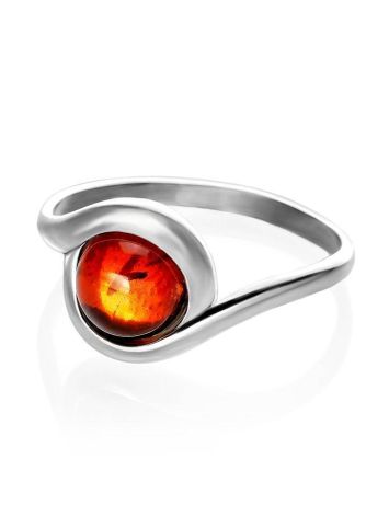 Delicate Cognac Amber Ring In Sterling Silver The Berry, Ring Size: 11.5 / 21, image , picture 5
