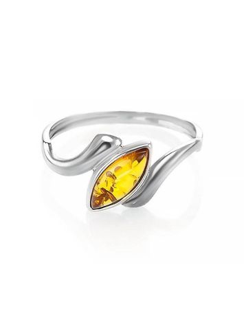 Classy Silver Ring With Cognac Amber The Amaranth, Ring Size: 5 / 15.5, image , picture 2