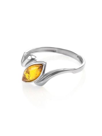 Classy Silver Ring With Cognac Amber The Amaranth, Ring Size: 5 / 15.5, image , picture 3