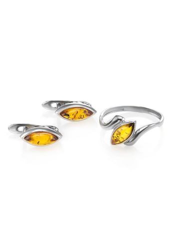 Classy Silver Ring With Cognac Amber The Amaranth, Ring Size: 5.5 / 16, image , picture 4