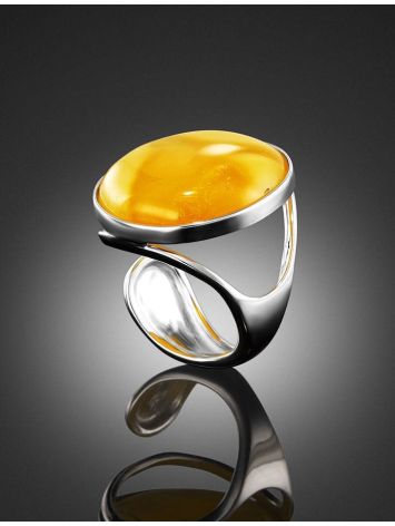 Gorgeous Honey Amber Ring In Sterling Silver The Glow, Ring Size: Adjustable, image , picture 2