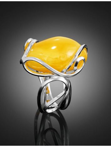 Adjustable Honey Amber Ring In Sterling Silver The Flamenco, Ring Size: Adjustable, image , picture 2