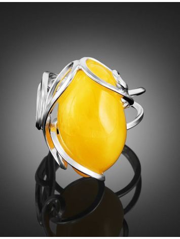 Adjustable Honey Amber Ring In Sterling Silver The Flamenco, Ring Size: Adjustable, image , picture 3