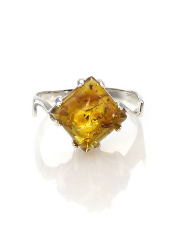 Bright Silver Ring With Cognac Amber The Astoria, Ring Size: 5.5 / 16, image , picture 2