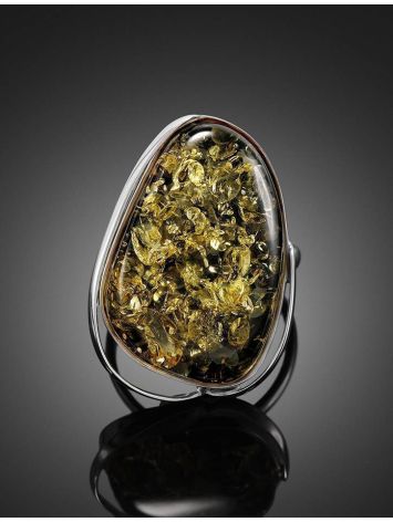 Stunning Handcrafted Amber Ring In Sterling Silver The Lagoon, Ring Size: 9 / 19, image , picture 3
