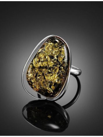 Stunning Handcrafted Amber Ring In Sterling Silver The Lagoon, Ring Size: 9 / 19, image , picture 2
