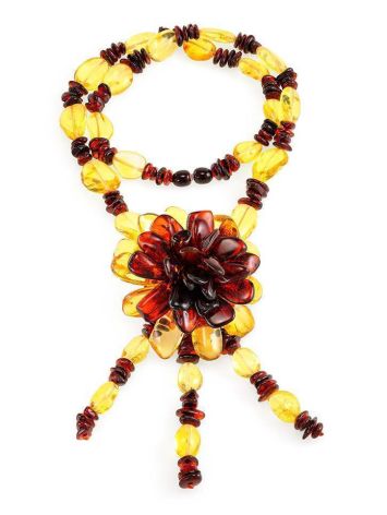 Two-Toned Amber Floral Necklace The Anemone, image , picture 3