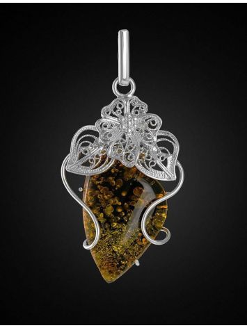 Handmade Amber Pendant In Sterling Silver the Dew ​, image , picture 2