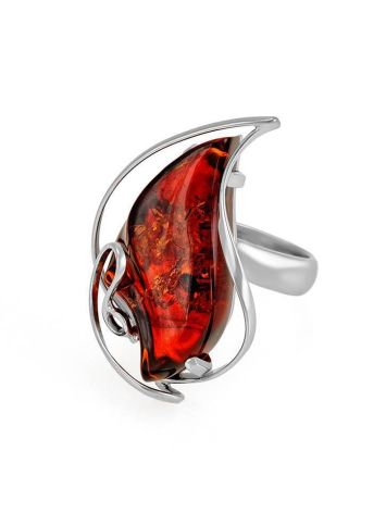 Sterling Silver Ring With Cognac Amber The Rialto, Ring Size: Adjustable, image , picture 3