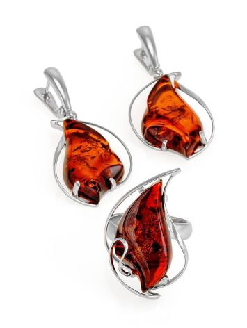 Sterling Silver Ring With Cognac Amber The Rialto, Ring Size: Adjustable, image , picture 4