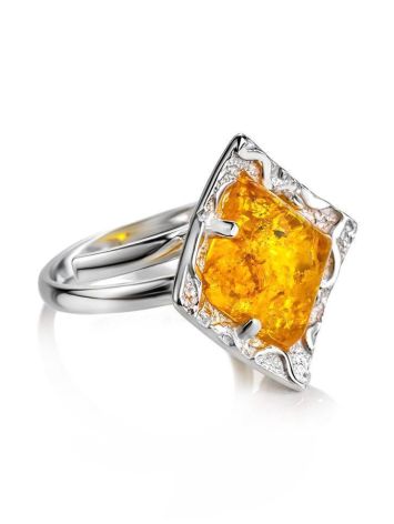 Adjustable Amber Ring In Sterling Silver The Hermitage, Ring Size: Adjustable, image , picture 3
