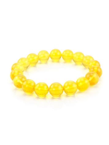 Lemon Amber Ball Beaded Stretch Bracelet, image 