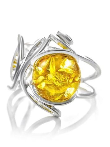Adjustable Lemon Amber Ring In Sterling Silver The Flamenco, Ring Size: Adjustable, image , picture 3