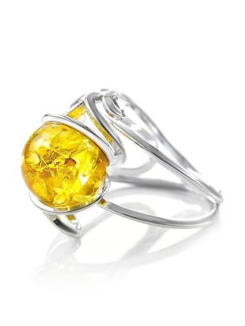 Adjustable Lemon Amber Ring In Sterling Silver The Flamenco, Ring Size: Adjustable, image , picture 4