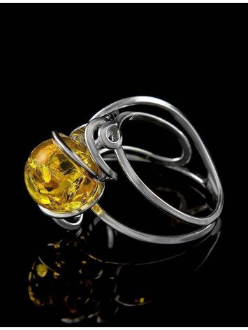 Adjustable Lemon Amber Ring In Sterling Silver The Flamenco, Ring Size: Adjustable, image , picture 5