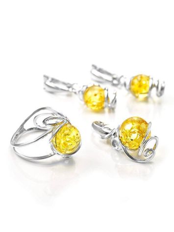 Adjustable Lemon Amber Ring In Sterling Silver The Flamenco, Ring Size: Adjustable, image , picture 6