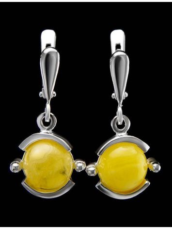 Drop Amber Earrings In Sterling Silver The Sphere, image , picture 2
